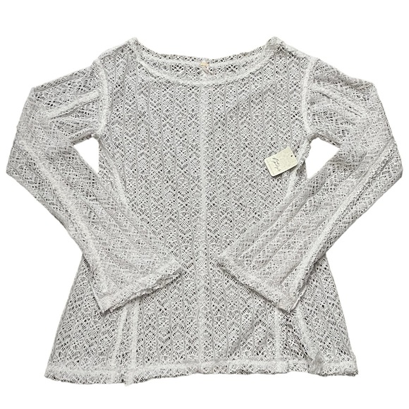 New Free People On the Road Twisted Lace Top in White Size Medium - Picture 2 of 5